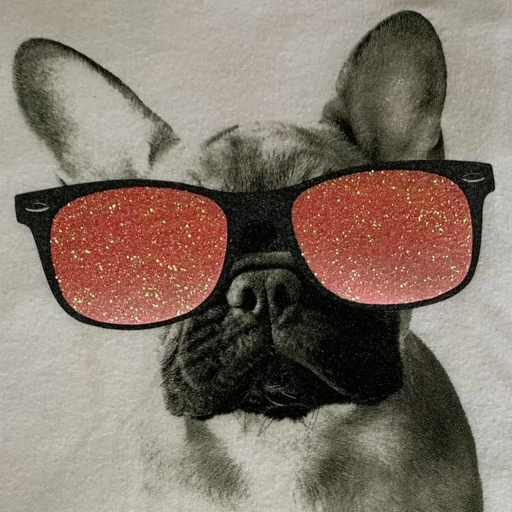 JUSTICE, Girls, French Bulldog T-Shirt, White, Size 12